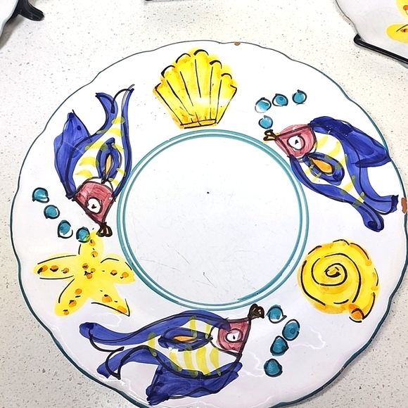 Vintage Set Of 4 Plates Hand-Painted In Italy - Picture 6 of 12